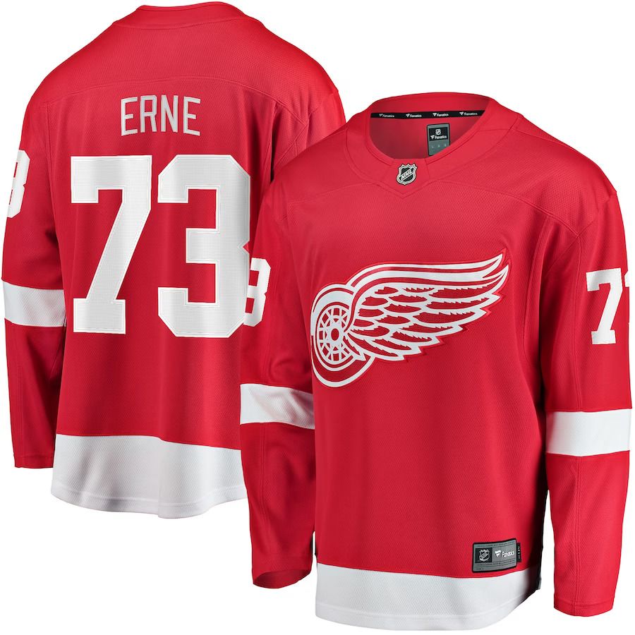 Men Detroit Red Wings 73 Adam Erne Fanatics Branded Red Home Breakaway Player NHL Jersey